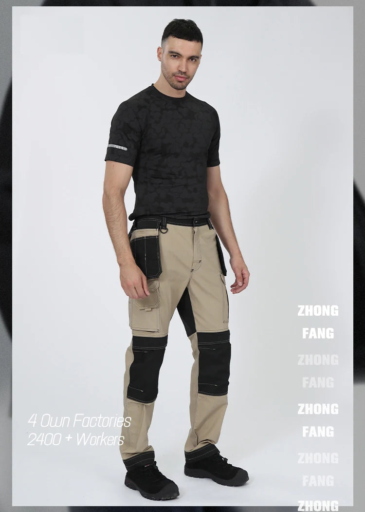 Pantalones de trabajo multifuncionales para hombre Pantalones de trabajo con cintas reflectantes