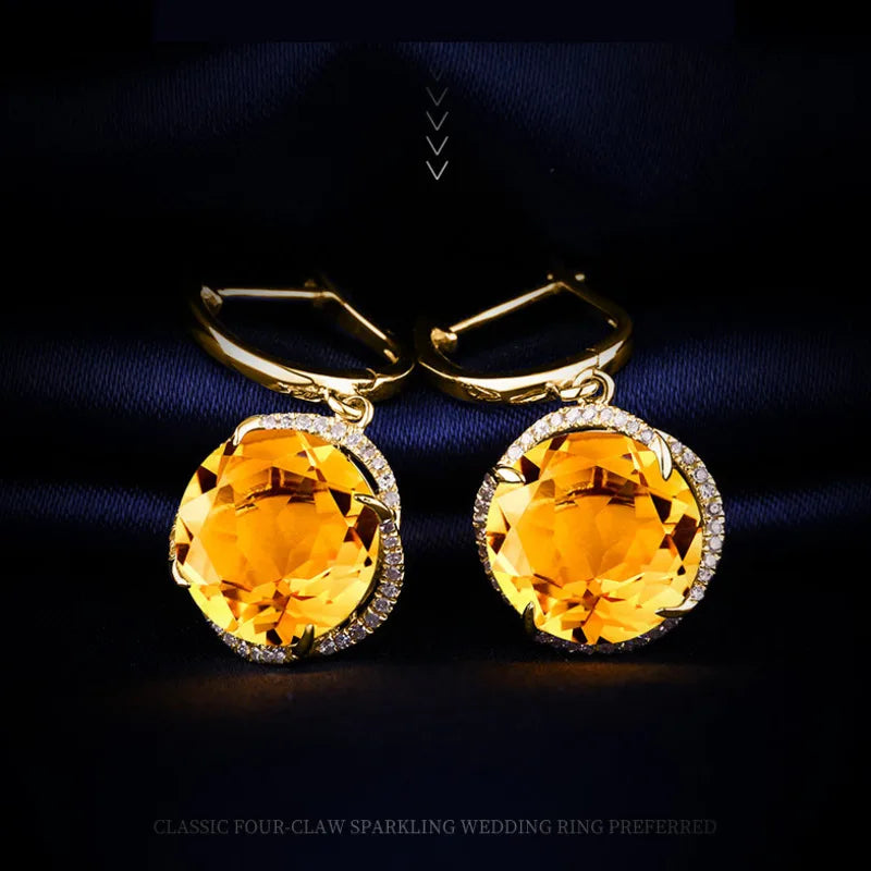 JoiasHome Conjuntos de joyas con dijes para mujer, moda, anillo de cristal amarillo, pendientes, collar, fiesta femenina, joyería de plata 925 al por mayor