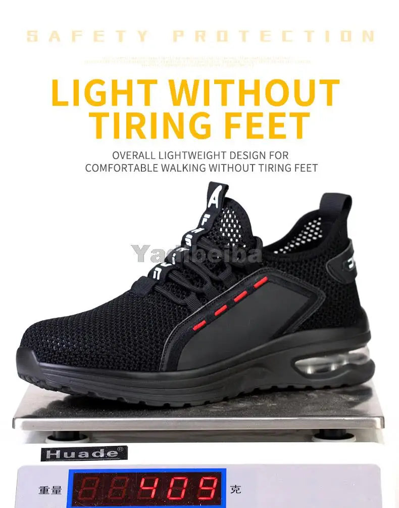 Zapatos de trabajo transpirables con puntera de acero, botas de seguridad ligeras, zapatos de trabajo de seguridad para hombres y mujeres, zapatillas de trabajo de seguridad.