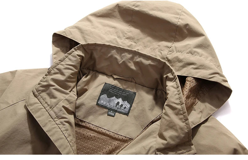 Chaqueta de Senderismo para Hombre, Impermeable con Capucha, Cortavientos, Abrigo de Invierno 2022, Chaqueta Casual, Táctica Militar, Capa, Techwear