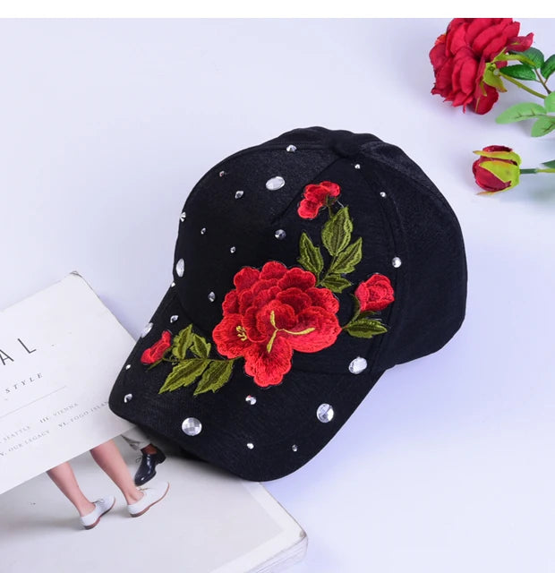 Gorra de béisbol de moda con estampado de rosas para hombre y mujer, gorras de primavera y verano, gorras de sol para mujer, gorra Snapback lisa, gorra de béisbol informal para fotos callejeras