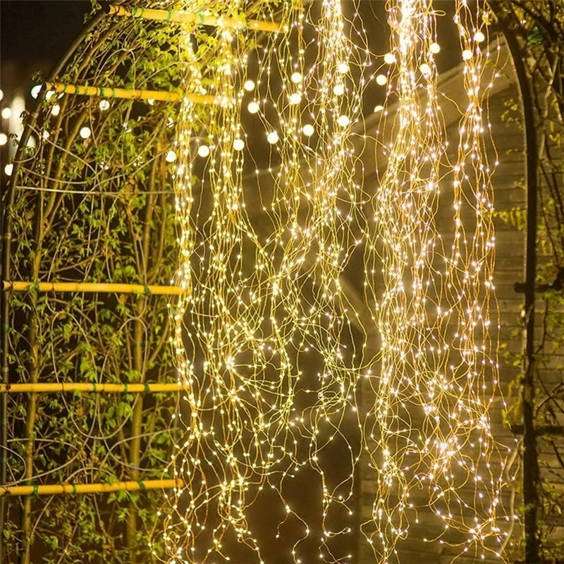 Luces LED solares decorativas, guirnalda de luces solares de hadas para exterior, farolas solares, guirnalda de luces para jardín en fiestas