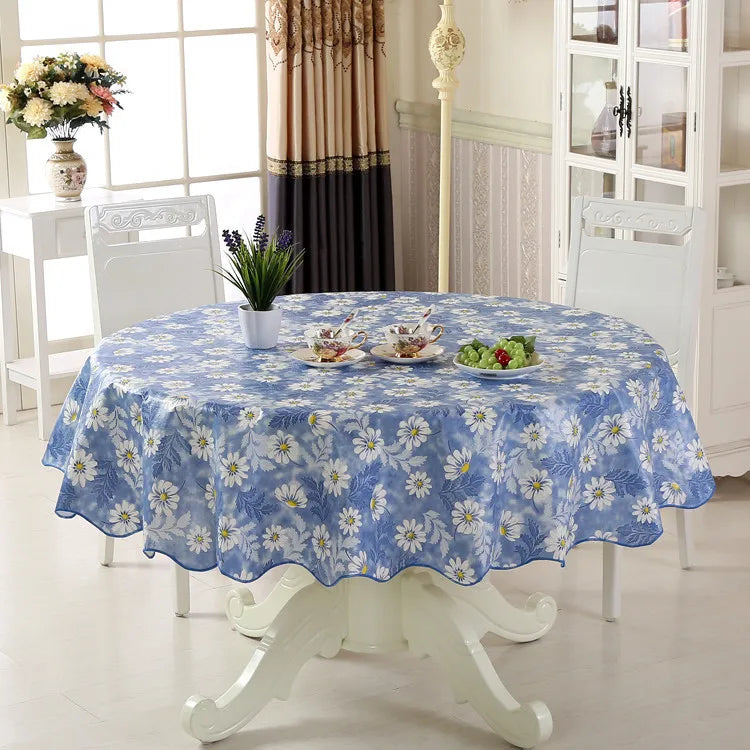 Mantel Redondo Impermeable de PVC, Estampado Floral, Decoración del Hogar, Mantel Antimanchas, Cubremesa de Comedor, Venta al por Mayor