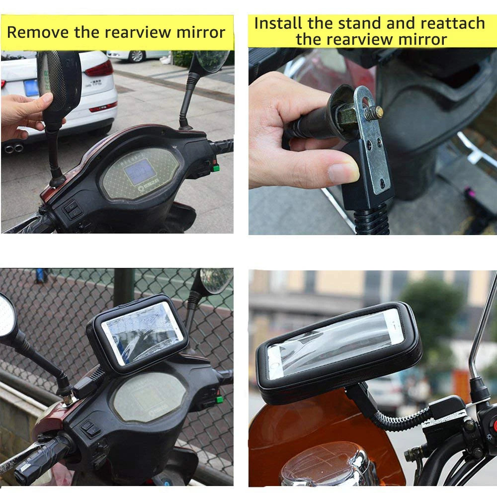 Motorsykkeltelefonholder Støtte Moto Sykkel Bakspeil Stativ Montering Vanntett Scooter Motorsykkel Telefonveske For Samsung