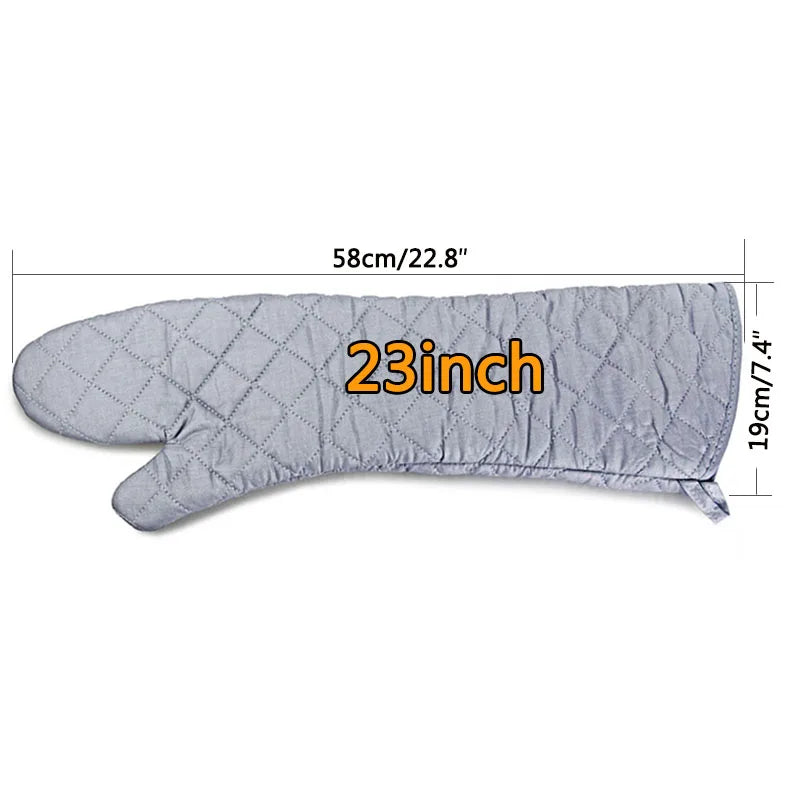 1-2pcs Guantes de horno Guantes de algodón largos para horno Guante para barbacoa Accesorios de cocina 58cm Guantes para hornear resistentes al calor y anti-calor Herramienta de cocina
