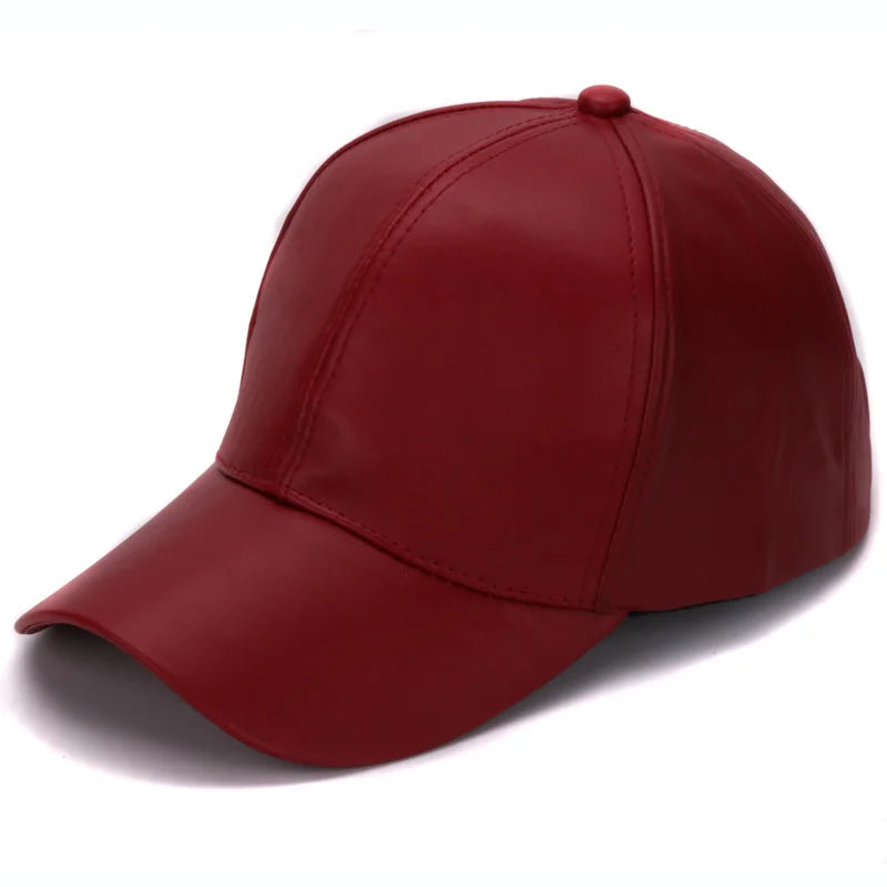 Gorra de béisbol de piel sintética lisa clásica HATLANDER, gorra y sombrero de cuero sin logo a la moda para hombres y mujeres