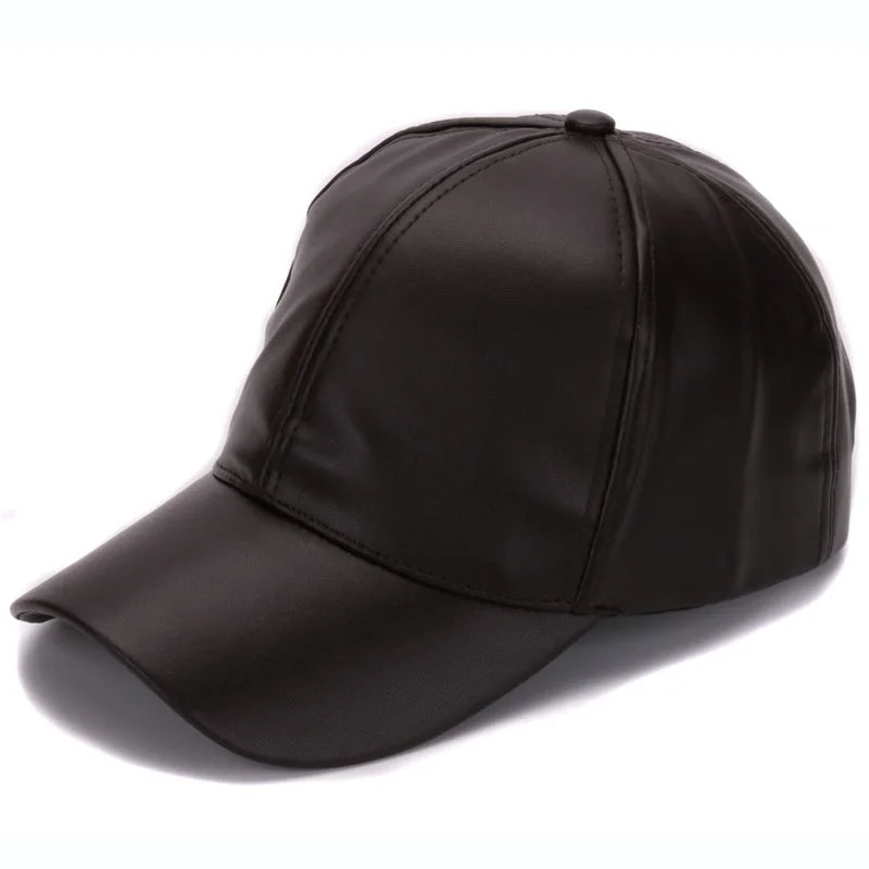 Gorra de béisbol de piel sintética lisa clásica HATLANDER, gorra y sombrero de cuero sin logo a la moda para hombres y mujeres
