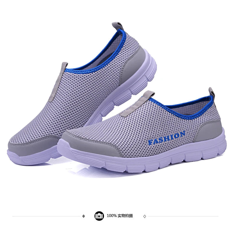 Zapatos casuales de verano para hombre, nuevas zapatillas planas para hombre, talla grande 36-46, de malla, ligeras, transpirables, zapatos sin cordones de agua, mocasines para hombre