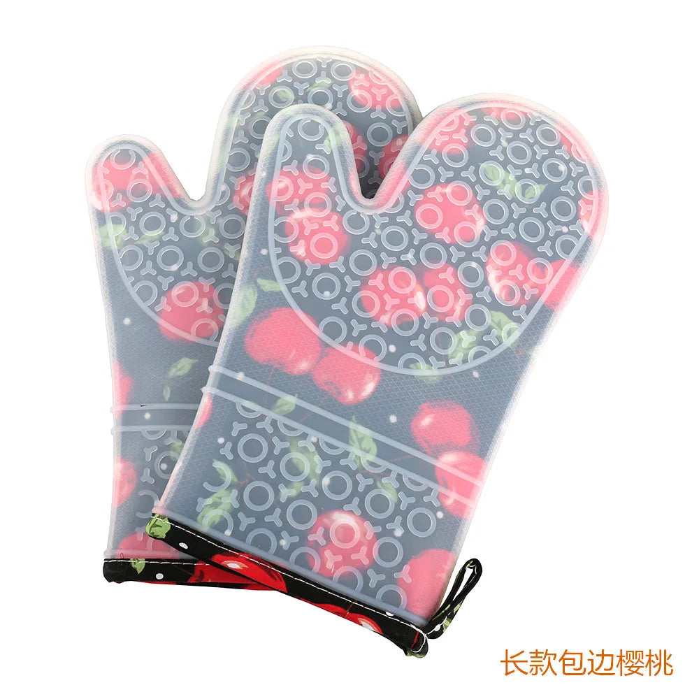 1 guante de silicona para horno, manopla resistente al calor para cocina, microondas, guante antideslizante, engrosado de alta calidad
