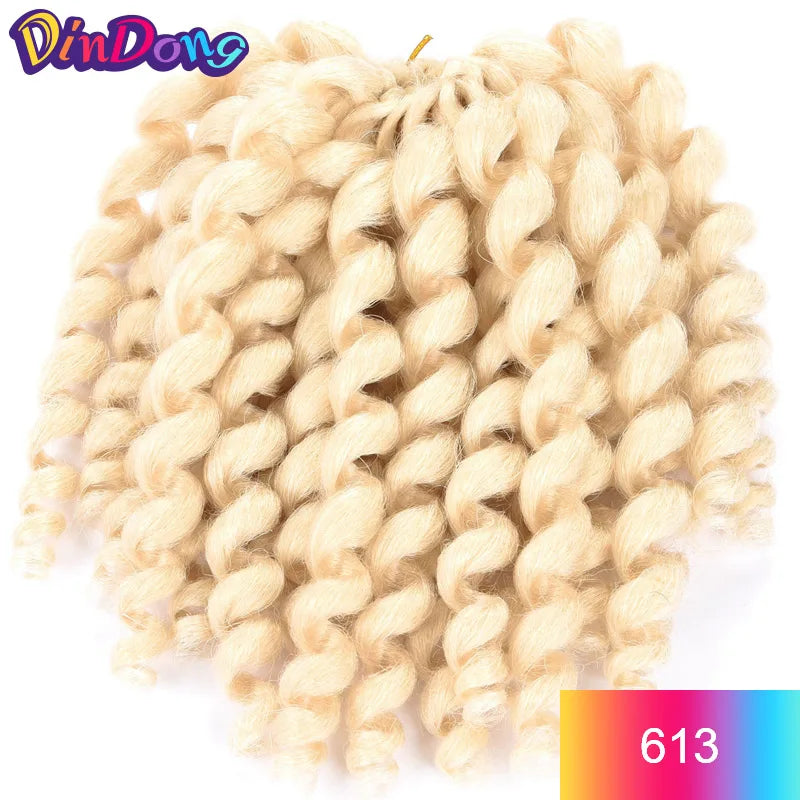DinDong 8'' Synthetic Jumpy Wand Curl Hair Jamaican Bounce Braiding Hair Extension Crochet Braids Hair For Woman