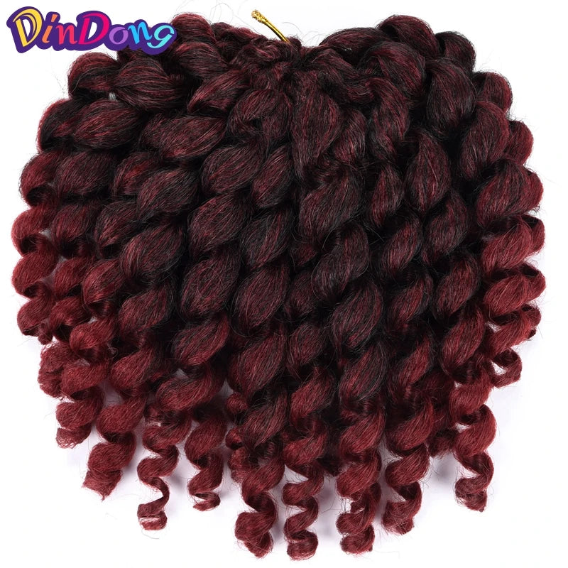 DinDong 8'' Synthetic Jumpy Wand Curl Hair Jamaican Bounce Braiding Hair Extension Crochet Braids Hair For Woman