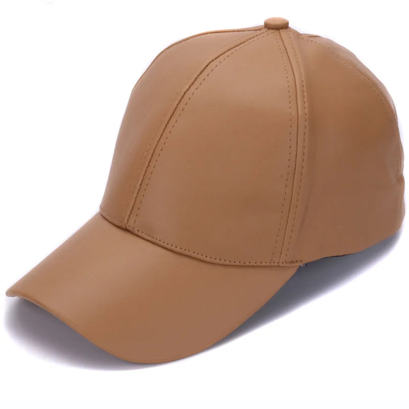 Gorra de béisbol de piel sintética lisa clásica HATLANDER, gorra y sombrero de cuero sin logo a la moda para hombres y mujeres