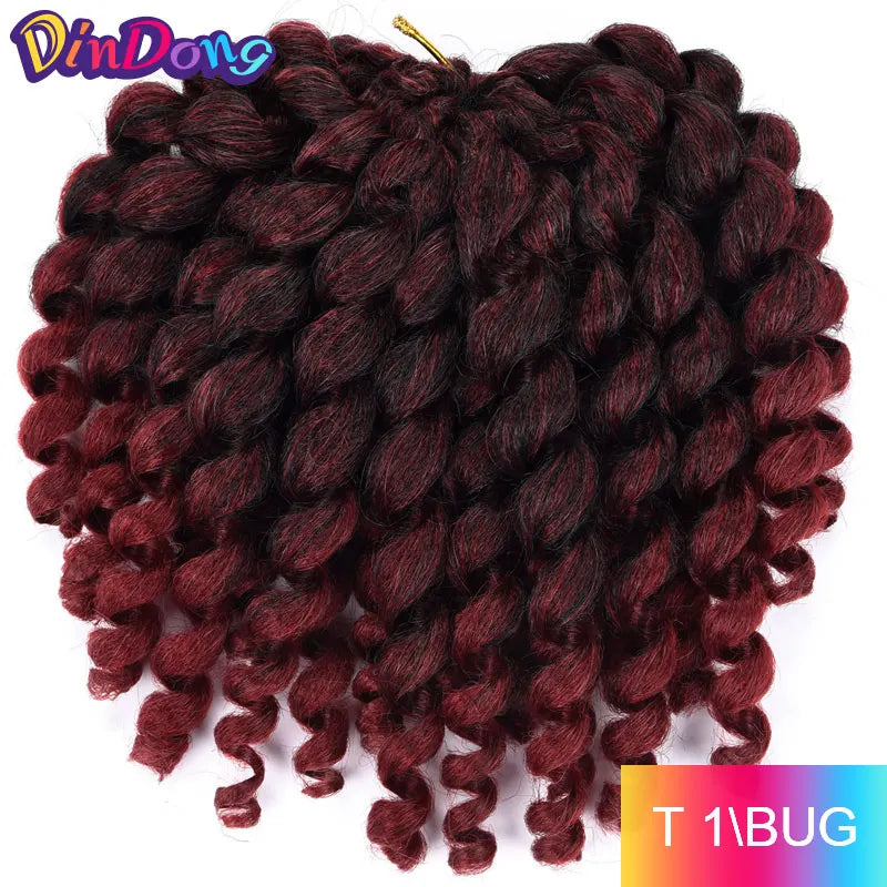 DinDong 8'' Synthetic Jumpy Wand Curl Hair Jamaican Bounce Braiding Hair Extension Crochet Braids Hair For Woman