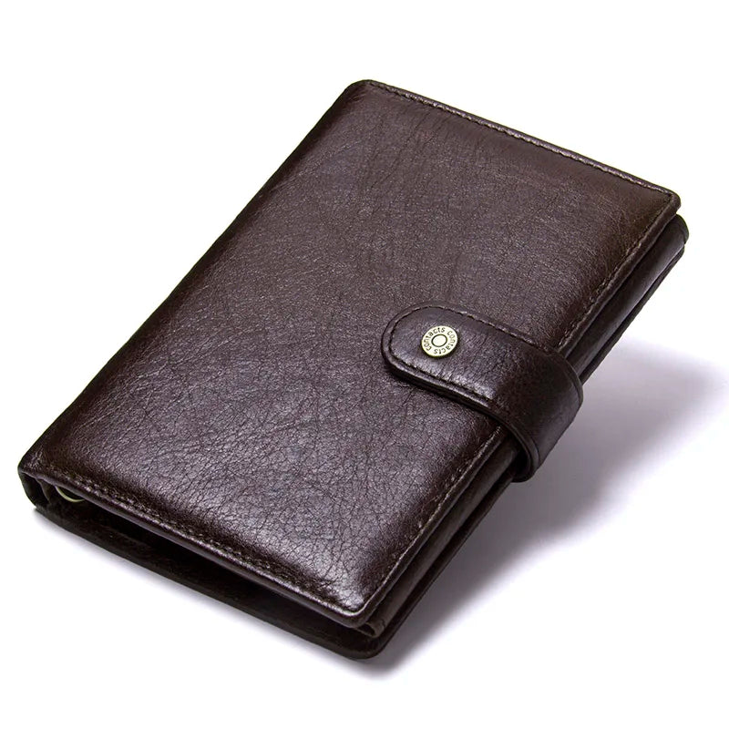 Billetera de cuero de lujo para hombre CONTACT'S, billeteras de cuero genuino para hombre con cierre y tarjetero, alta calidad