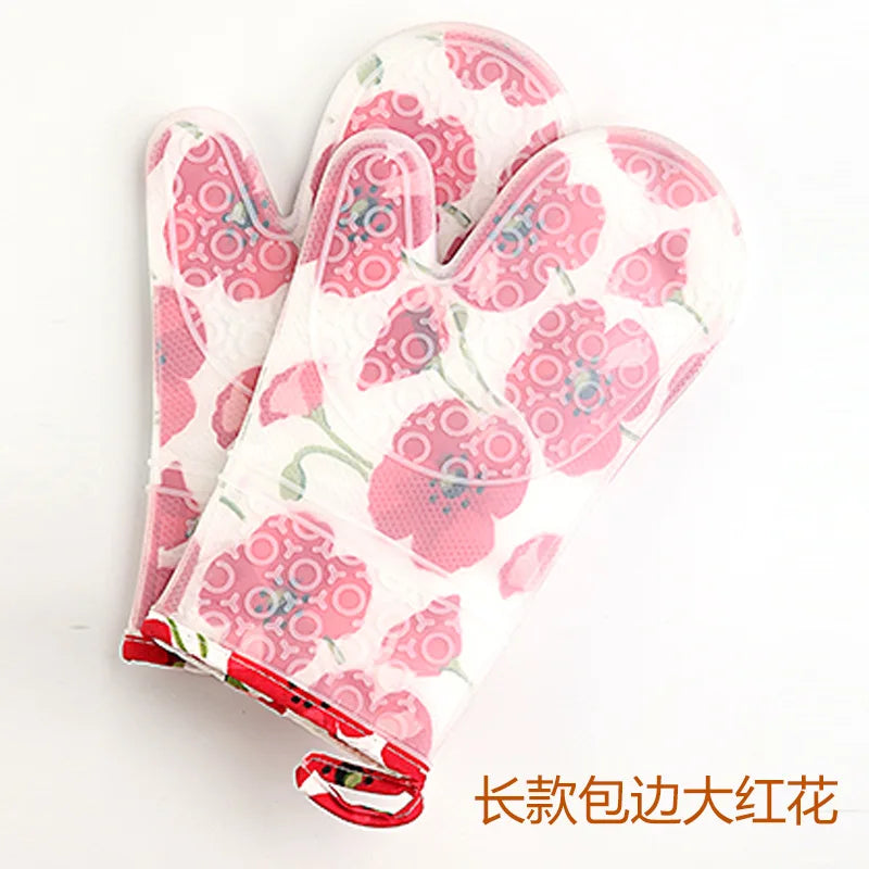 1 guante de silicona para horno, manopla resistente al calor para cocina, microondas, guante antideslizante, engrosado de alta calidad