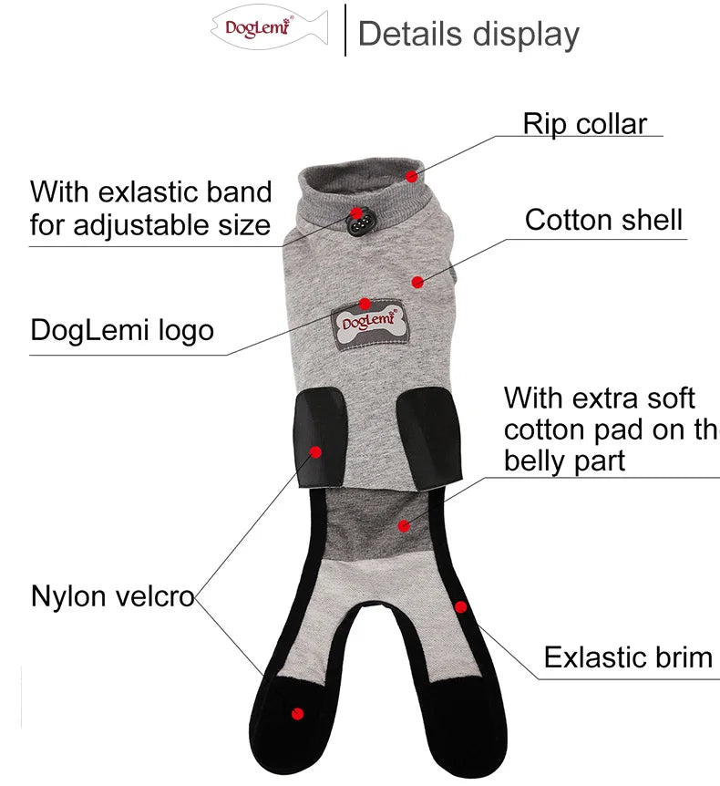 Anti-slikking klær for katter, steriliseringsklær for katter, kastrering, kirurgi, restitusjonsdrakt for katter, avvenning, pustende valpevest med ripebeskyttelse