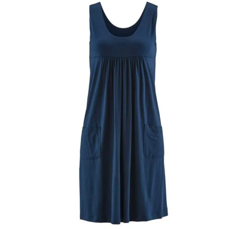 Vestido de rayas de moda vestido de verano vestido holgado sin mangas simple ropa de mujer