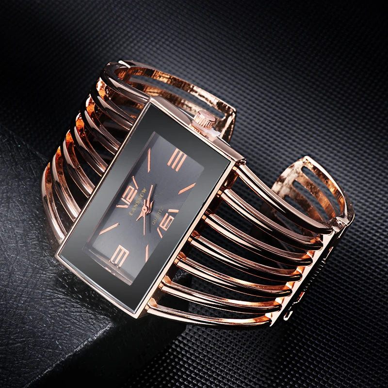 Reloj de pulsera de lujo para mujer, reloj de pulsera único para mujer, de acero inoxidable dorado, Relogio Feminino Saati, regalos para mujer, reloj