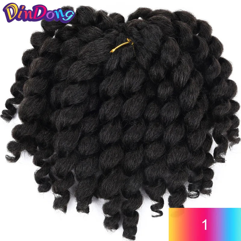 DinDong 8'' Synthetic Jumpy Wand Curl Hair Jamaican Bounce Braiding Hair Extension Crochet Braids Hair For Woman