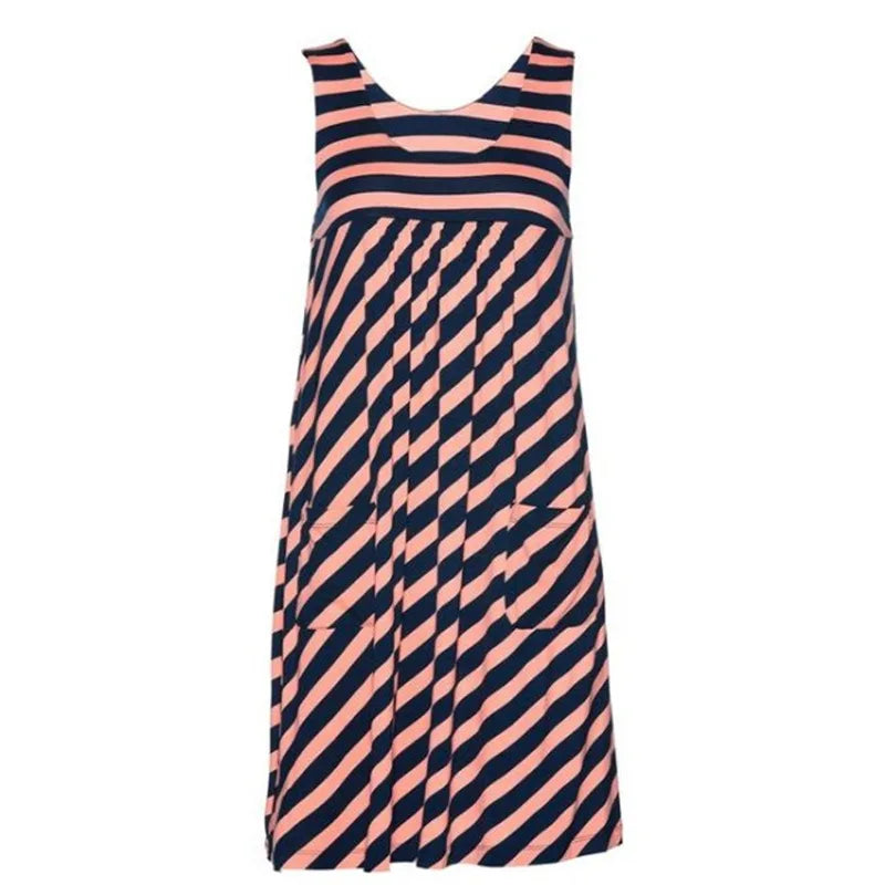 Vestido de rayas de moda vestido de verano vestido holgado sin mangas simple ropa de mujer