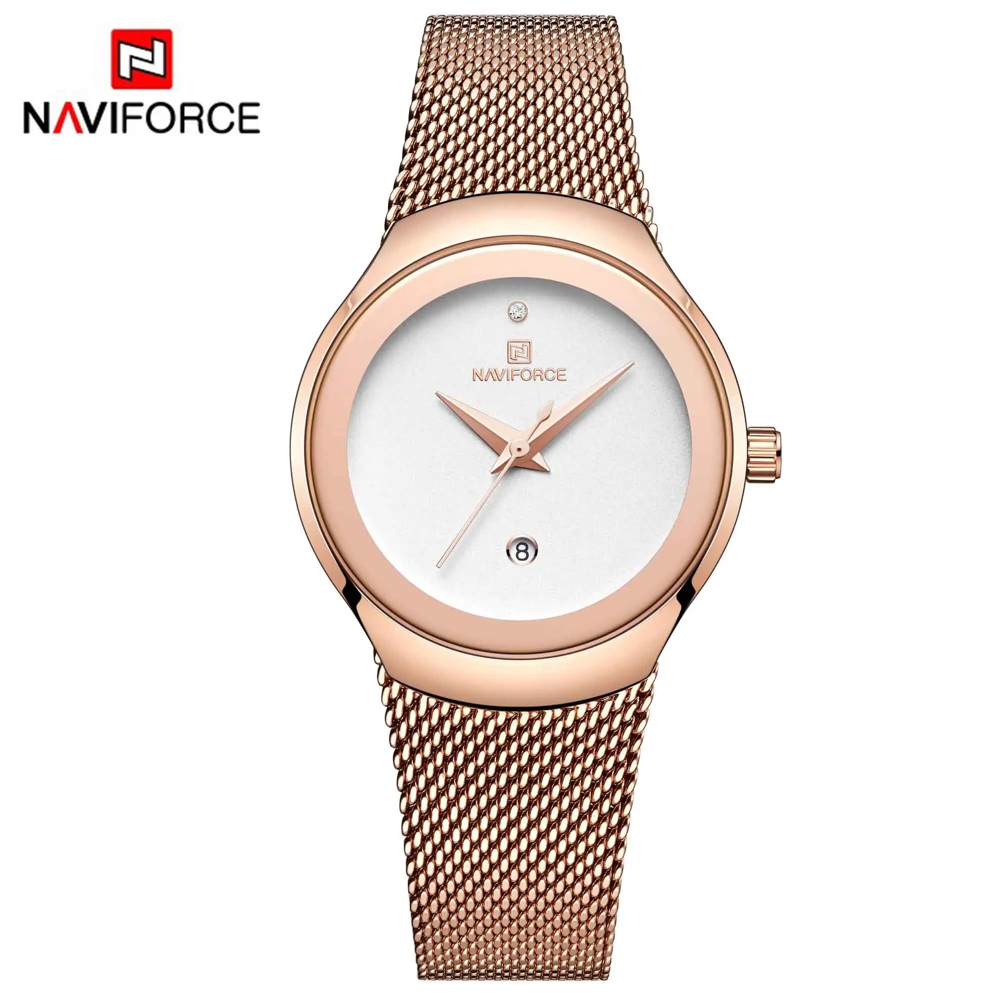 NAVIFORCE 2024 Relojes de mujer Lujo Oro Rosa Ultra Fino Reloj de Señora Lujo Impermeable Reloj de Pulsera de Cuarzo Mujer Reloj Femenino