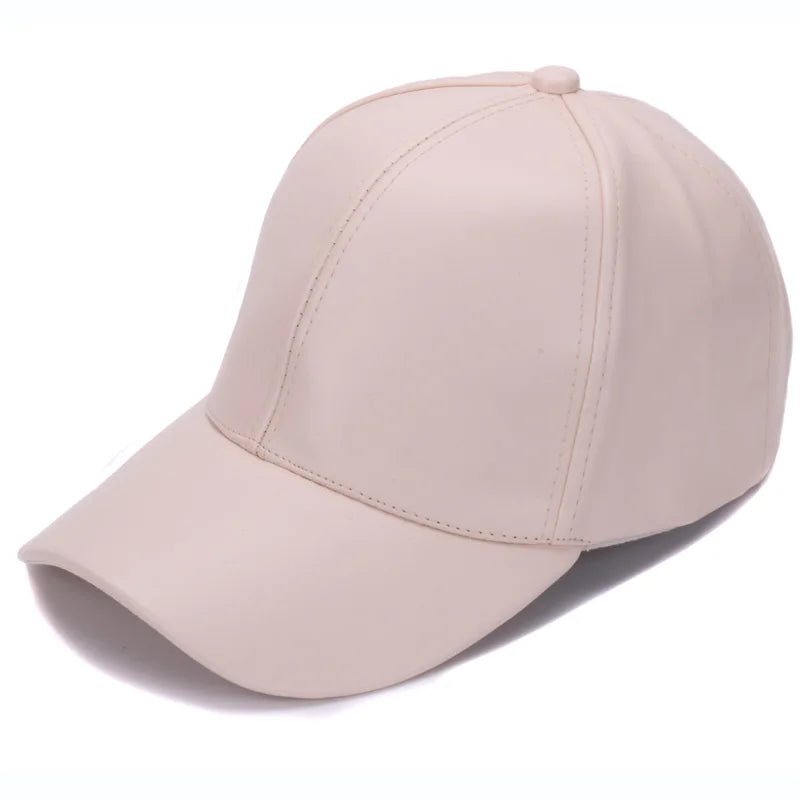 Gorra de béisbol de piel sintética lisa clásica HATLANDER, gorra y sombrero de cuero sin logo a la moda para hombres y mujeres