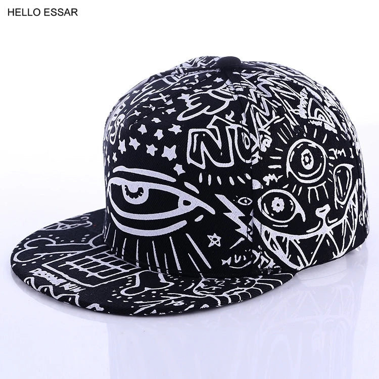 Gorra de béisbol con ojos de grafiti de moda, gorra luminosa Hip hop, gorras para hombres y mujeres, gorra plana vintage 70014