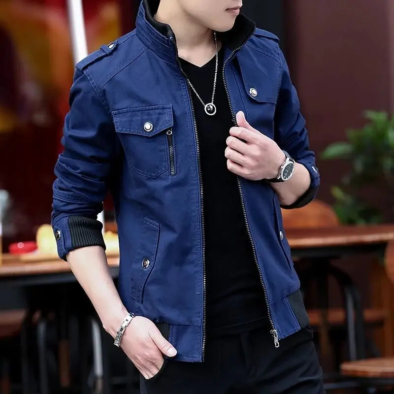 Chaquetas cargo para hombre, nueva moda, chaqueta bomber, ropa masculina, estilo británico sencillo, chaqueta cálida cortavientos y abrigo, chaqueta de béisbol para hombre.