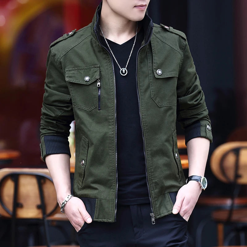 Chaquetas cargo para hombre, nueva moda, chaqueta bomber, ropa masculina, estilo británico sencillo, chaqueta cálida cortavientos y abrigo, chaqueta de béisbol para hombre.