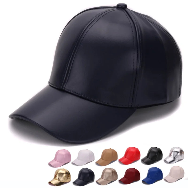 Casquette de baseball classique Hatlander en PU, sans logo, en cuir, pour hommes et femmes