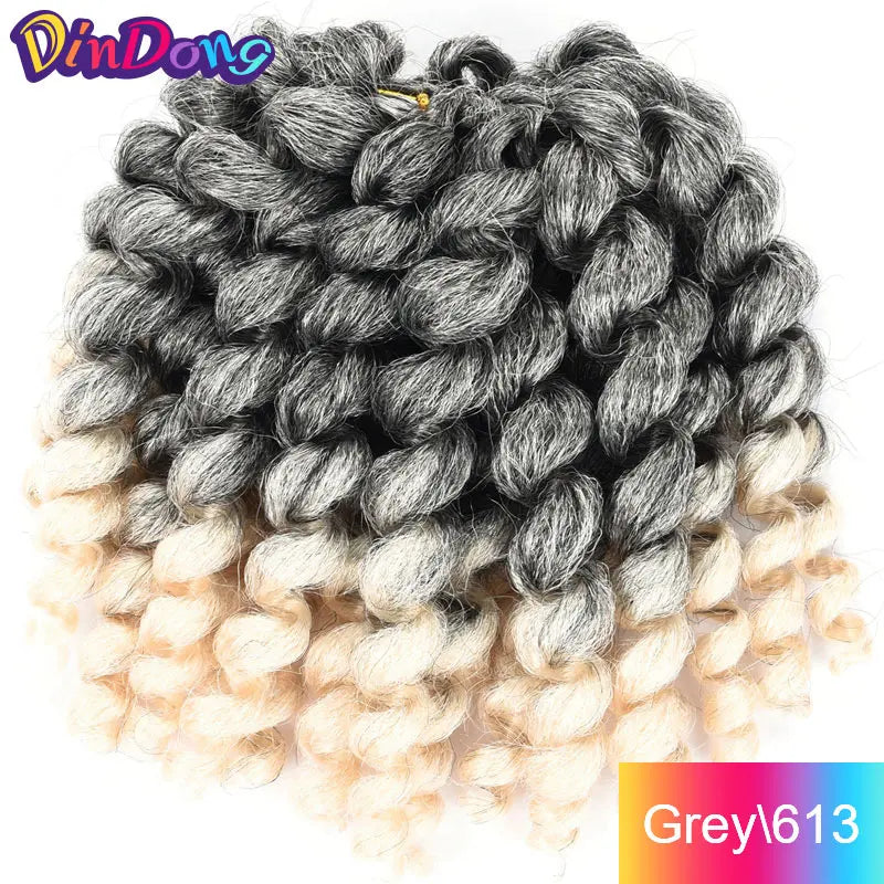 DinDong 8'' Synthetic Jumpy Wand Curl Hair Jamaican Bounce Braiding Hair Extension Crochet Braids Hair For Woman