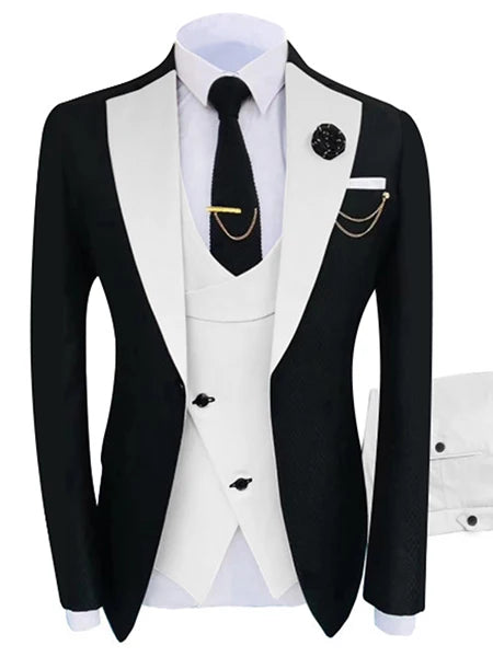 Nuevo Traje de Hombre Ropa Popular Lujo Fiesta Escenario Traje de Hombre Padrinos de Boda Ajuste Regular Esmoquin Conjunto de 3 Piezas Chaqueta+Pantalones+Chaleco