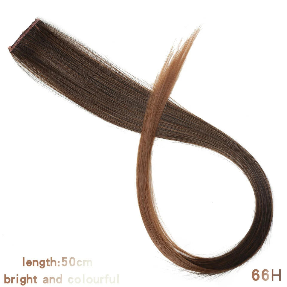 Extension capillaire synthétique Lupu, mèches arc-en-ciel, une seule pièce, épingle à cheveux, cheveux longs et raides, pour faux cheveux