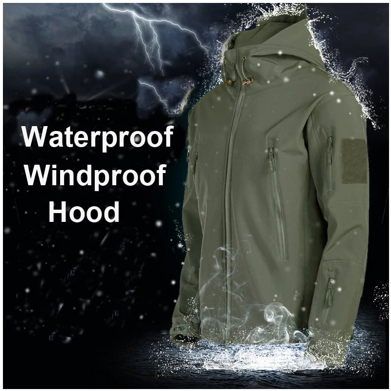 Chaquetas impermeables de lana SoftShell para hombre, otoño e invierno, con capucha, para pesca, senderismo, camping, escalada, esquí, pantalones