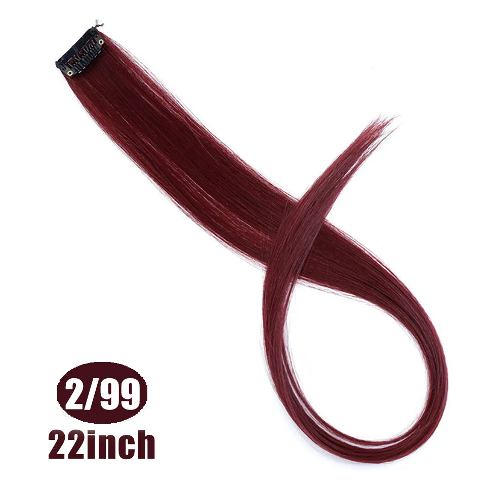 Extension capillaire synthétique Lupu, mèches arc-en-ciel, une seule pièce, épingle à cheveux, cheveux longs et raides, pour faux cheveux