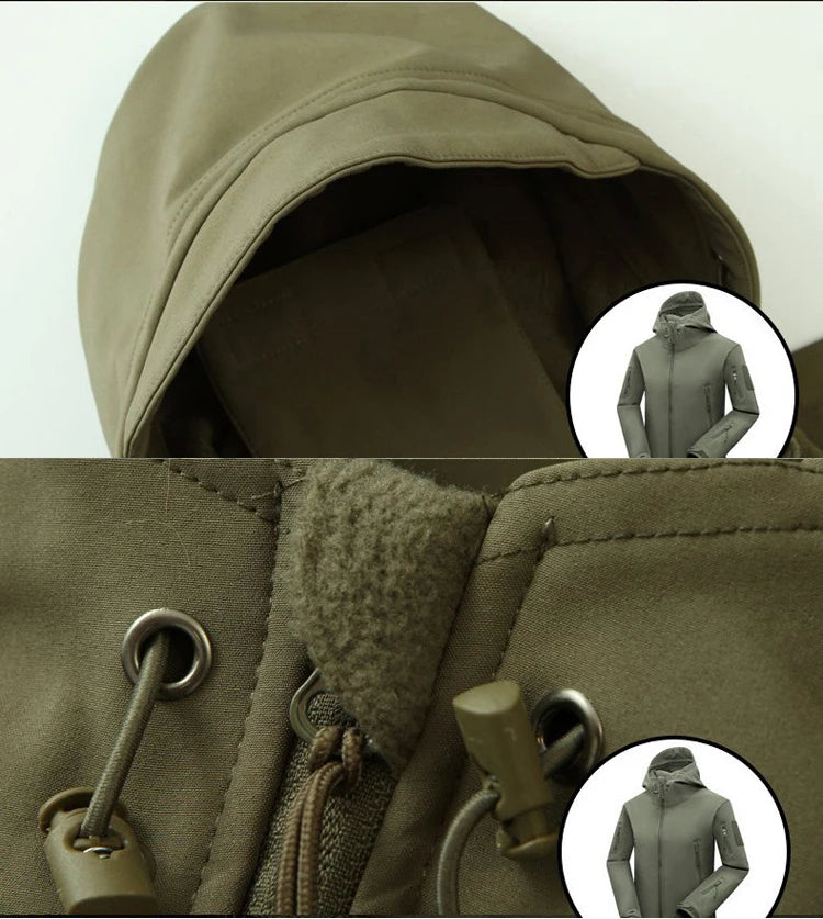 Chaquetas impermeables de lana SoftShell para hombre, otoño e invierno, con capucha, para pesca, senderismo, camping, escalada, esquí, pantalones