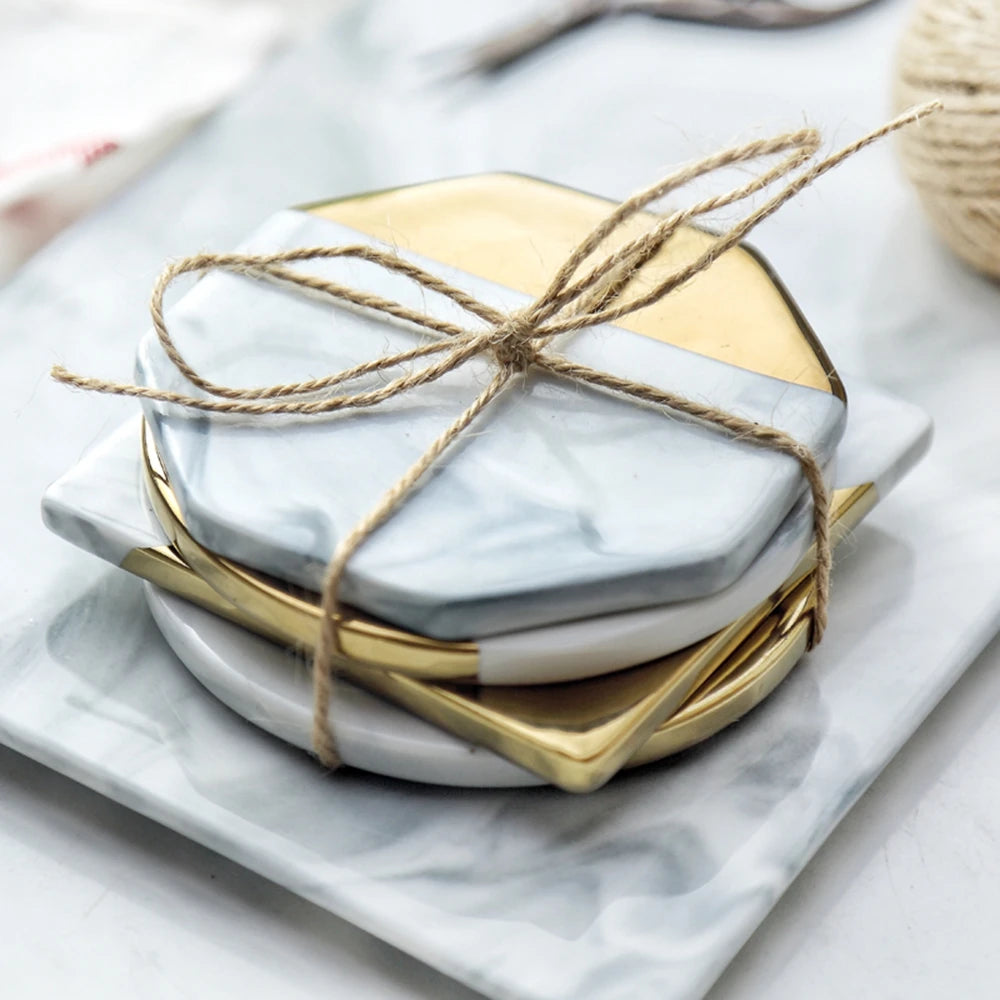 Creative Ceramic Coaster Emulation Marble Coffee Cup Mat Desktop Table Decoration Drink Coasters For Glass Placema Kitchen Tool