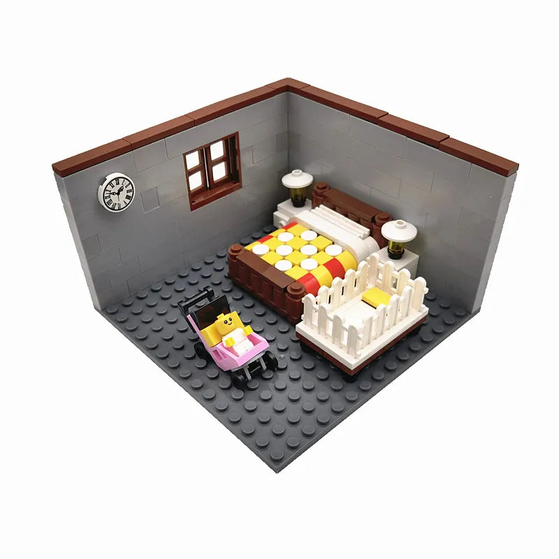 Juguetes de bloques de construcción para niños y niñas, regalos de bricolaje, ladrillos MOC, modelo de muebles para dormitorio y sala de estar