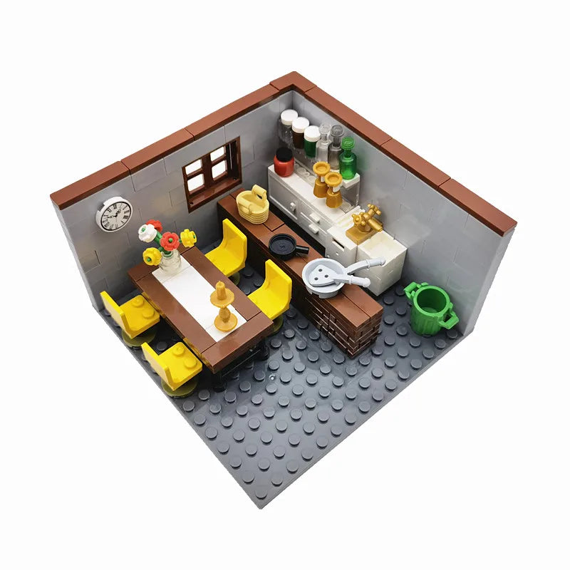 Juguetes de bloques de construcción para niños y niñas, regalos de bricolaje, ladrillos MOC, modelo de muebles para dormitorio y sala de estar