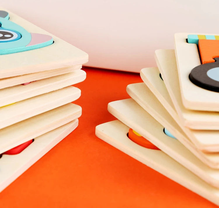 Juguetes de madera para niños, puzle 3D de madera, puzle de animales de dibujos animados, puzle cognitivo, juguetes educativos de aprendizaje temprano para regalo de niños