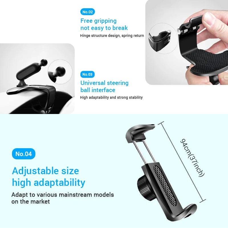 Soporte de teléfono para coche en salpicadero ABS, soporte de teléfono móvil para parasol, soporte de teléfono para espejo retrovisor de coche, accesorios de rotación de 360 grados