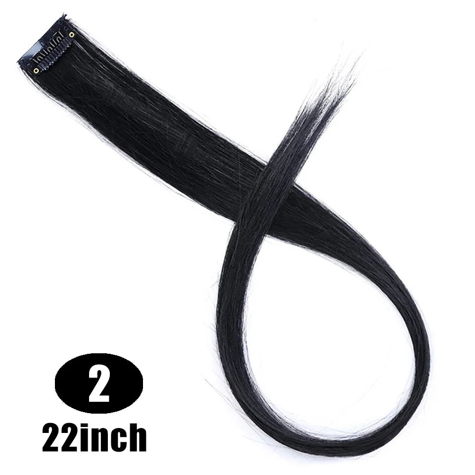 Extension capillaire synthétique Lupu, mèches arc-en-ciel, une seule pièce, épingle à cheveux, cheveux longs et raides, pour faux cheveux