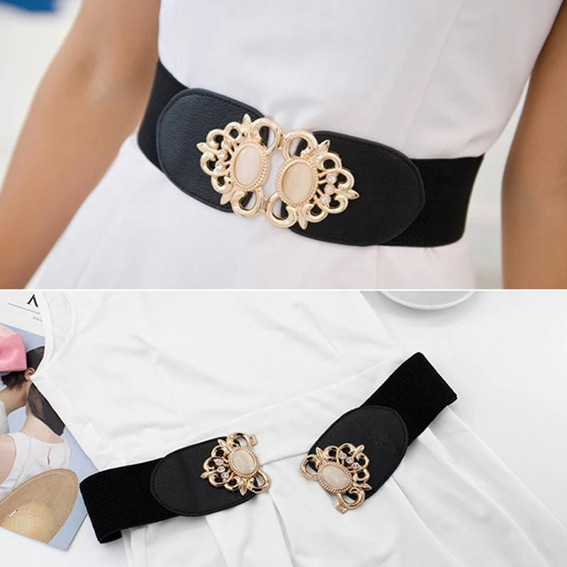 Ceinture en cuir PU métallisé pour femme