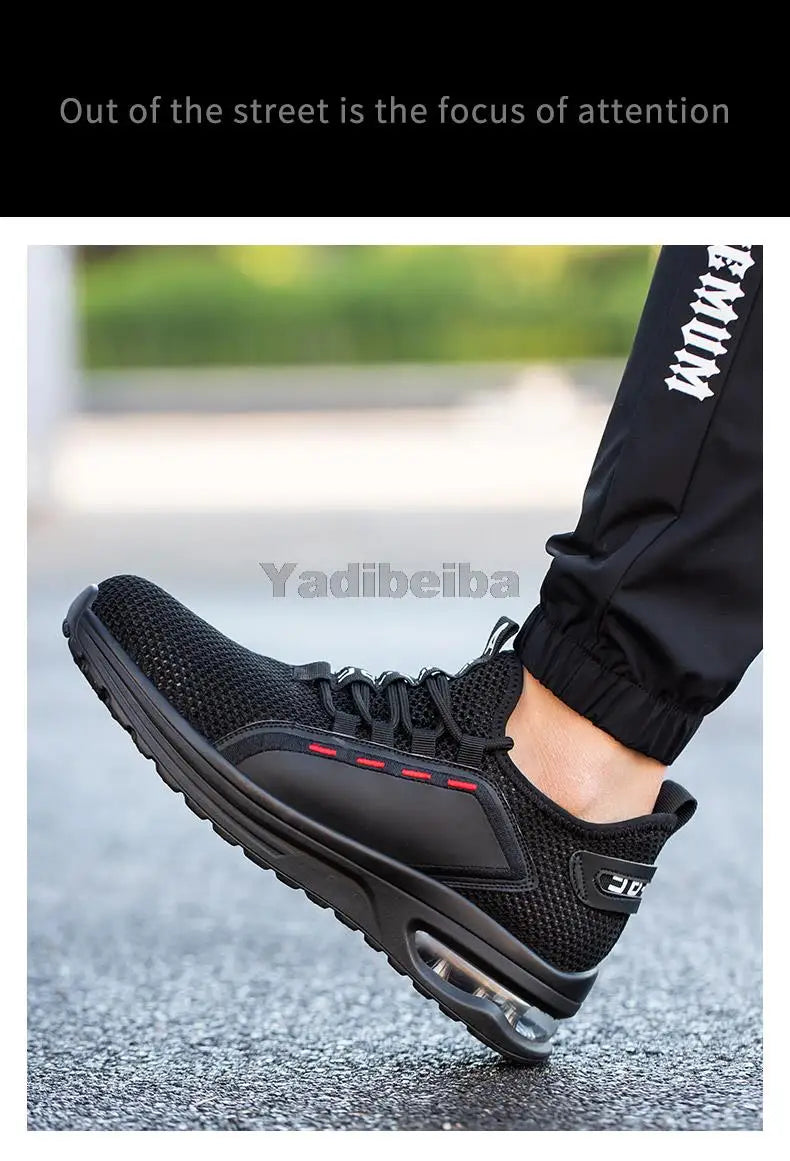 Zapatos de trabajo transpirables con puntera de acero, botas de seguridad ligeras, zapatos de trabajo de seguridad para hombres y mujeres, zapatillas de trabajo de seguridad.