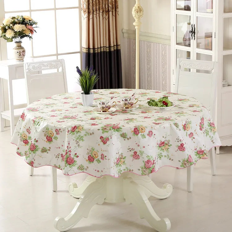 Mantel Redondo Impermeable de PVC, Estampado Floral, Decoración del Hogar, Mantel Antimanchas, Cubremesa de Comedor, Venta al por Mayor