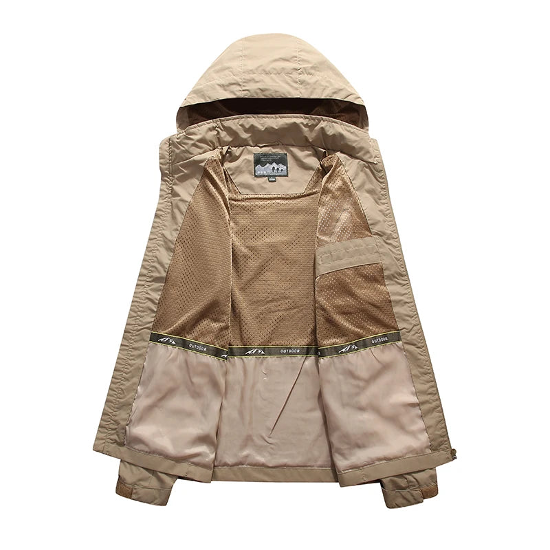 Chaqueta de Senderismo para Hombre, Impermeable con Capucha, Cortavientos, Abrigo de Invierno 2022, Chaqueta Casual, Táctica Militar, Capa, Techwear
