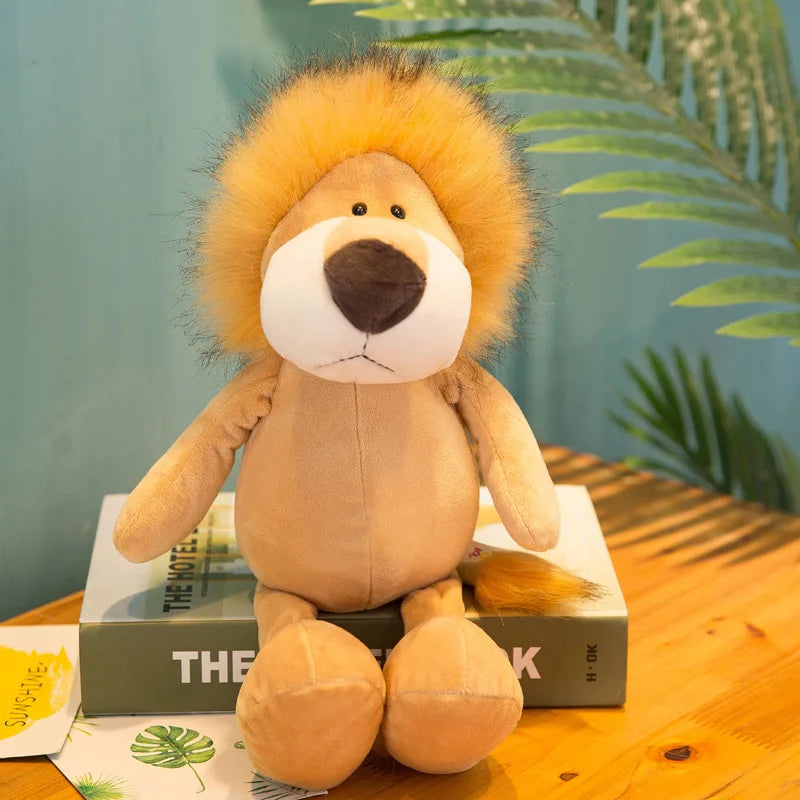 Peluche réaliste de 25 cm, lion, tigre, éléphant, singe, léopard, girafe, raton laveur, animaux de la forêt, jouets pour enfants, cadeau