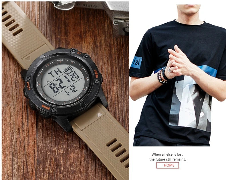 Relojes de hombre Reloj digital impermeable deportivo para hombre Esfera LED grande Moda Caqui Reloj de pulsera militar Reloj Masculino