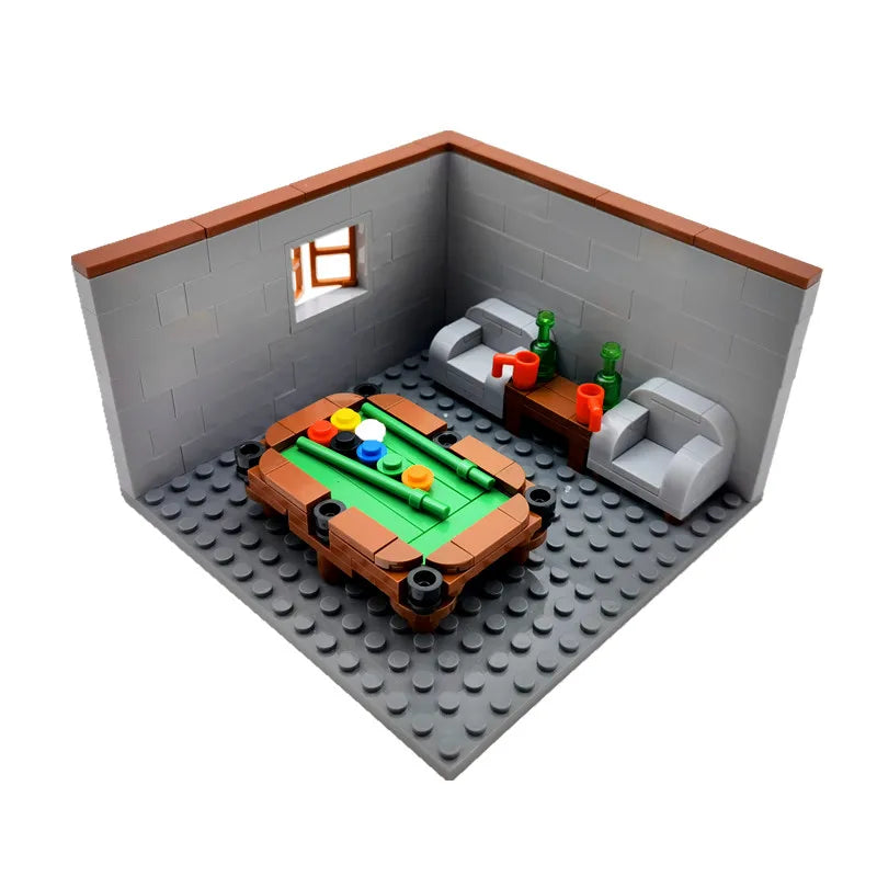 Juguetes de bloques de construcción para niños y niñas, regalos de bricolaje, ladrillos MOC, modelo de muebles para dormitorio y sala de estar