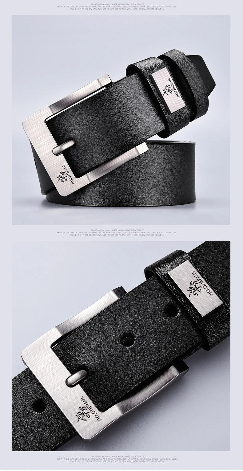 Cinturón de cuero para hombre de alta calidad con hebilla para vaqueros, informal, de negocios, vaquero, de moda, de diseño, novedad de 2025